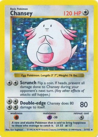 Chansey (3 102) [Base Set Shadowless Unlimited] Discount