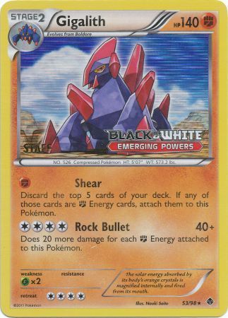 Gigalith (53 98) (Staff Prerelease Promo) [Black & White: Black Star Promos] Online now